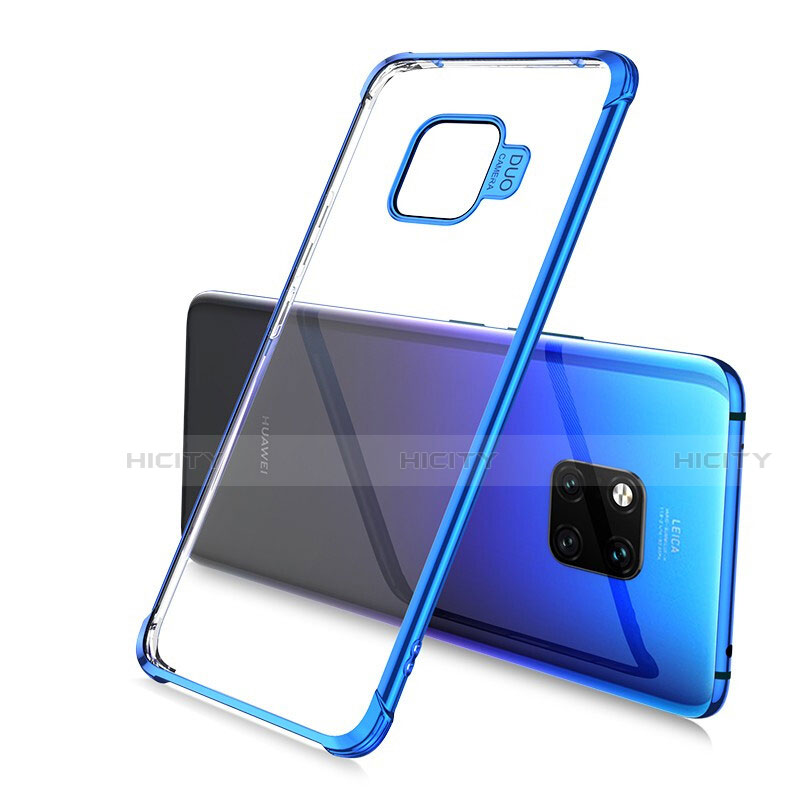 Custodia Silicone Trasparente Ultra Sottile Cover Morbida U02 per Huawei Mate 20 Pro Blu