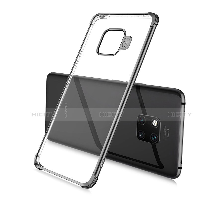 Custodia Silicone Trasparente Ultra Sottile Cover Morbida U02 per Huawei Mate 20 Pro Nero