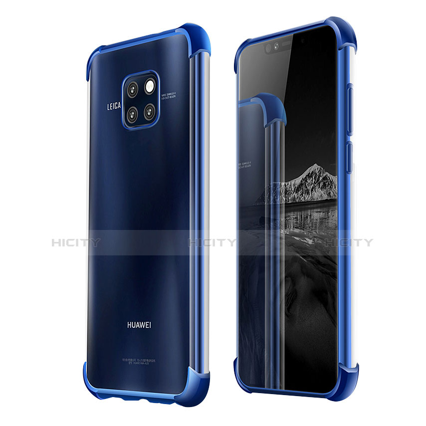 Custodia Silicone Trasparente Ultra Sottile Cover Morbida U03 per Huawei Mate 20 Pro Blu