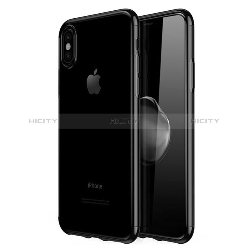 Custodia Silicone Trasparente Ultra Sottile Cover Morbida V02 per Apple iPhone Xs Max Nero