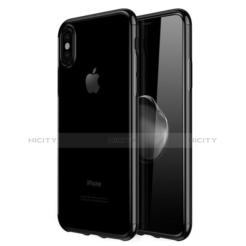 Custodia Silicone Trasparente Ultra Sottile Cover Morbida V02 per Apple iPhone Xs Nero