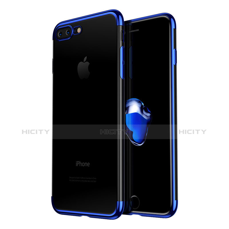 Custodia Silicone Trasparente Ultra Sottile Morbida A04 per Apple iPhone 8 Plus Blu