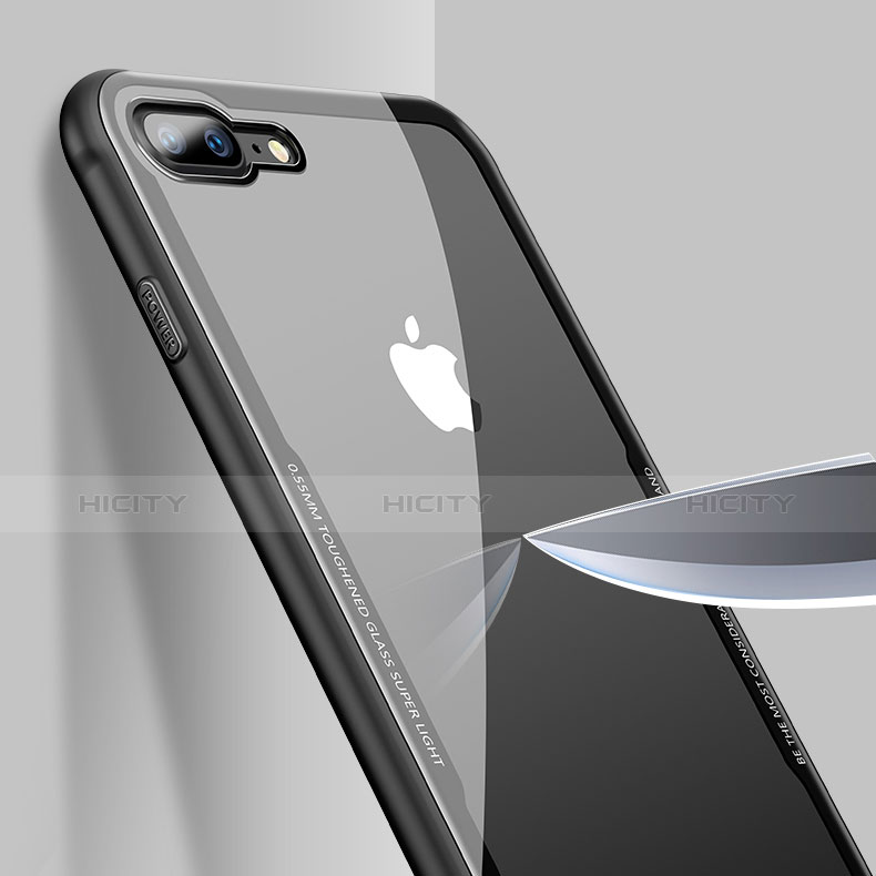 Custodia Silicone Trasparente Ultra Sottile Morbida A05 per Apple iPhone 7 Plus Nero