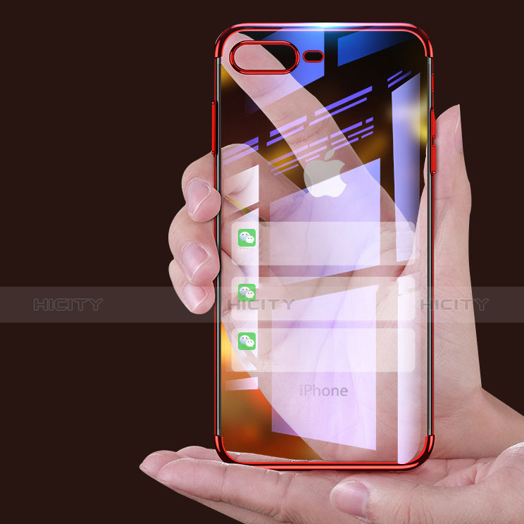 Custodia Silicone Trasparente Ultra Sottile Morbida A06 per Apple iPhone 7 Plus Rosso