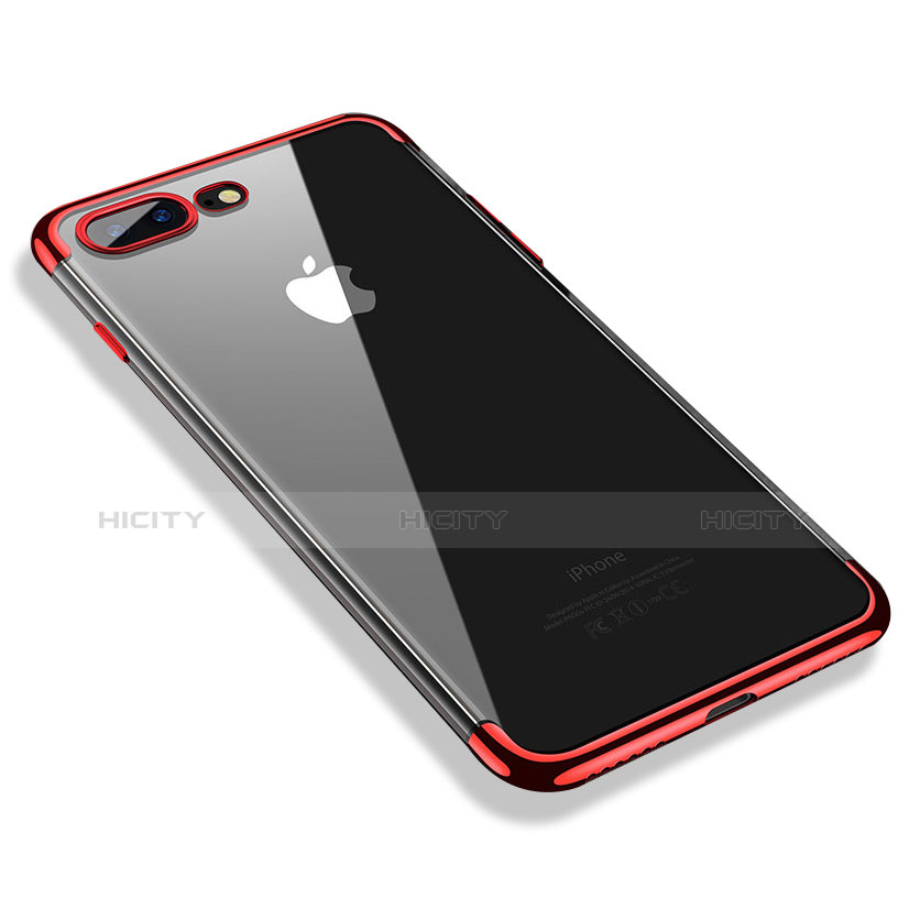 Custodia Silicone Trasparente Ultra Sottile Morbida A06 per Apple iPhone 7 Plus Rosso