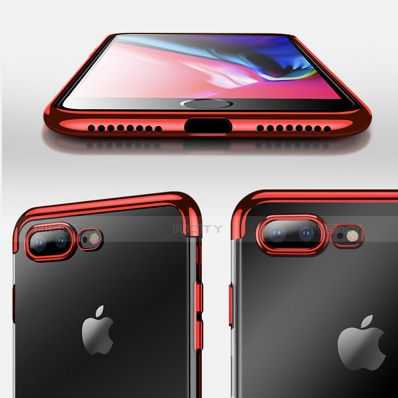 Custodia Silicone Trasparente Ultra Sottile Morbida A06 per Apple iPhone 7 Plus Rosso