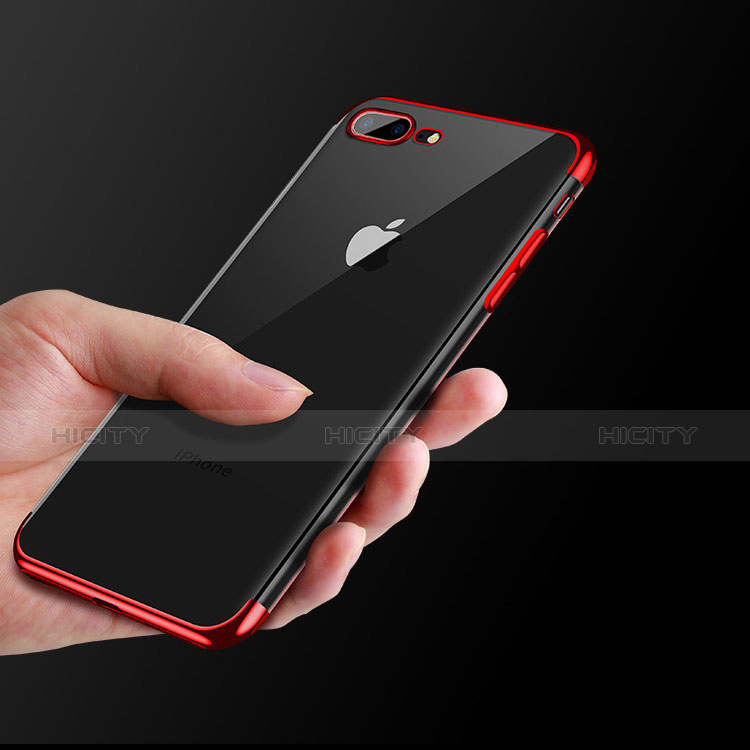 Custodia Silicone Trasparente Ultra Sottile Morbida A06 per Apple iPhone 8 Plus Rosso