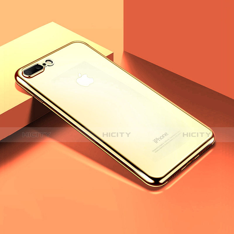 Custodia Silicone Trasparente Ultra Sottile Morbida A07 per Apple iPhone 7 Plus Oro