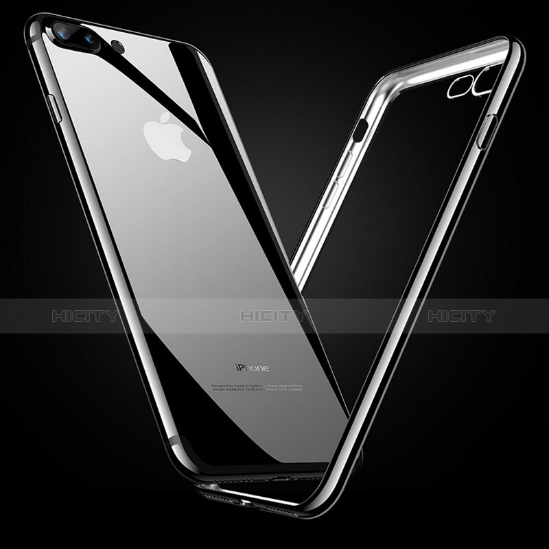 Custodia Silicone Trasparente Ultra Sottile Morbida A08 per Apple iPhone 7 Plus Nero