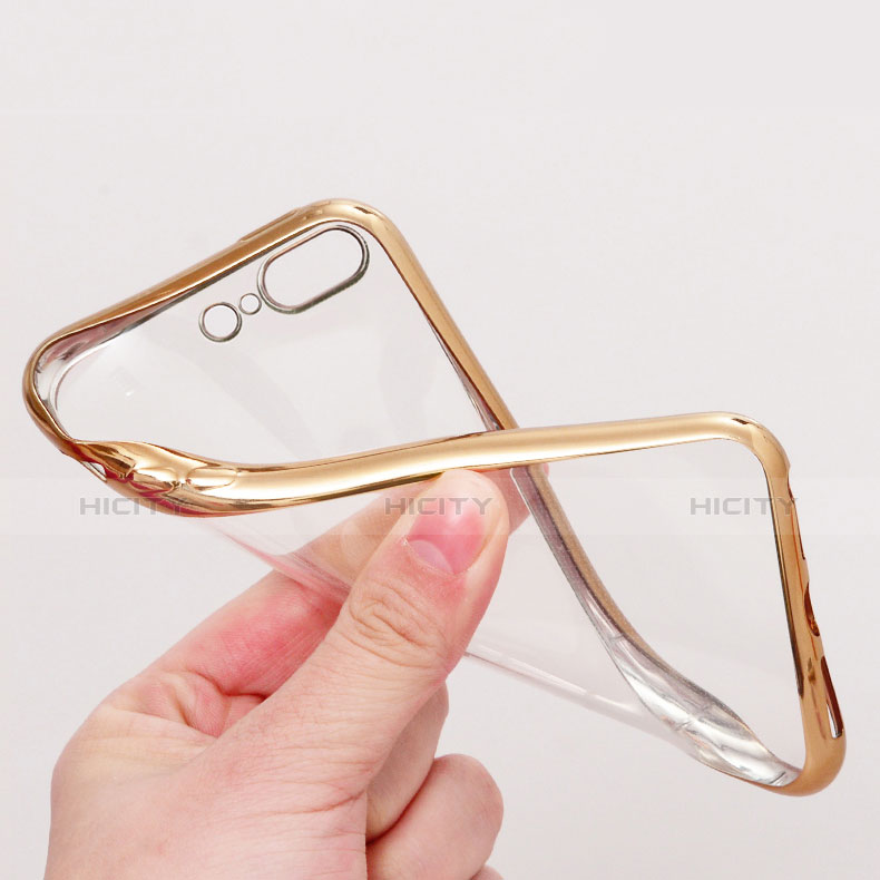 Custodia Silicone Trasparente Ultra Sottile Morbida A08 per Apple iPhone 7 Plus Oro