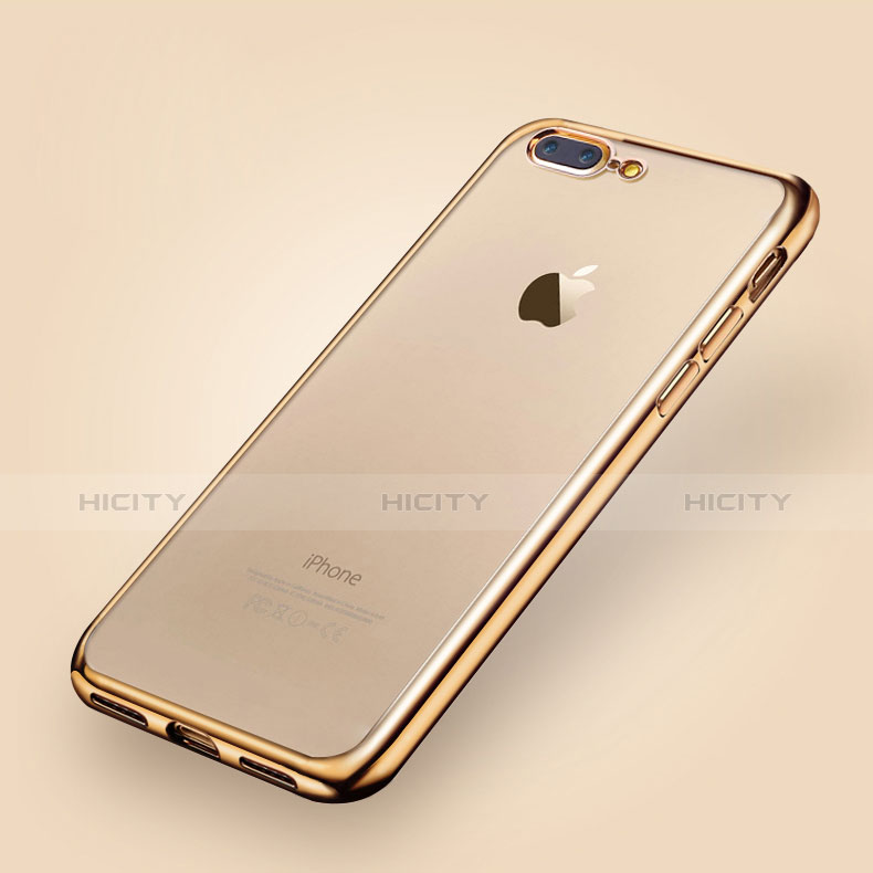 Custodia Silicone Trasparente Ultra Sottile Morbida A08 per Apple iPhone 7 Plus Oro