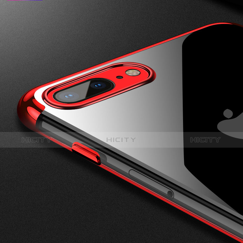 Custodia Silicone Trasparente Ultra Sottile Morbida A12 per Apple iPhone 8 Plus Rosso