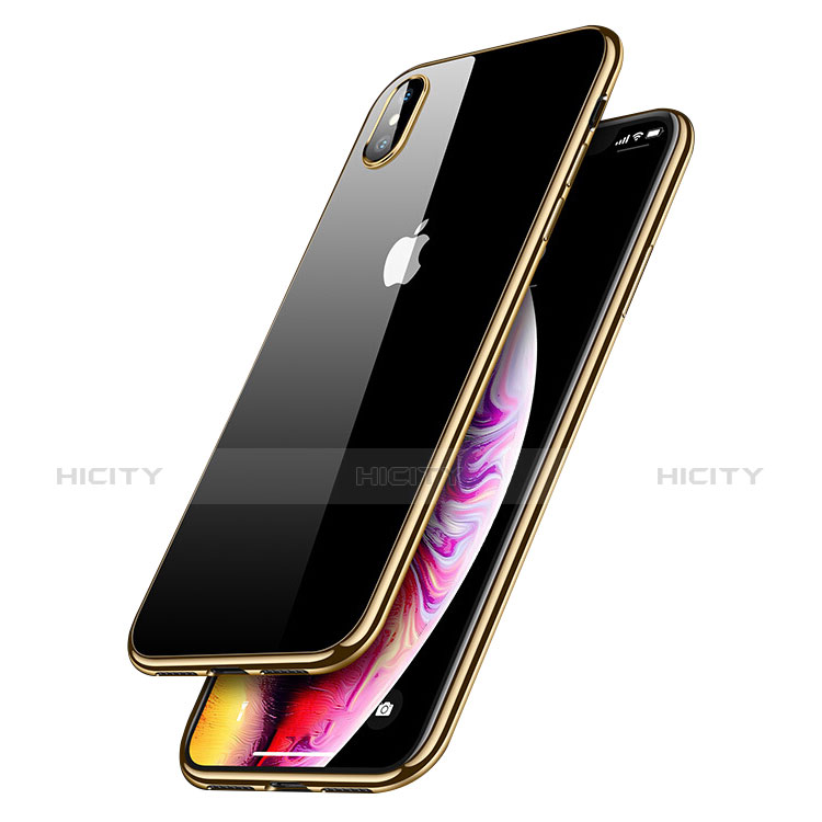 Custodia Silicone Trasparente Ultra Sottile Morbida C12 per Apple iPhone X Oro