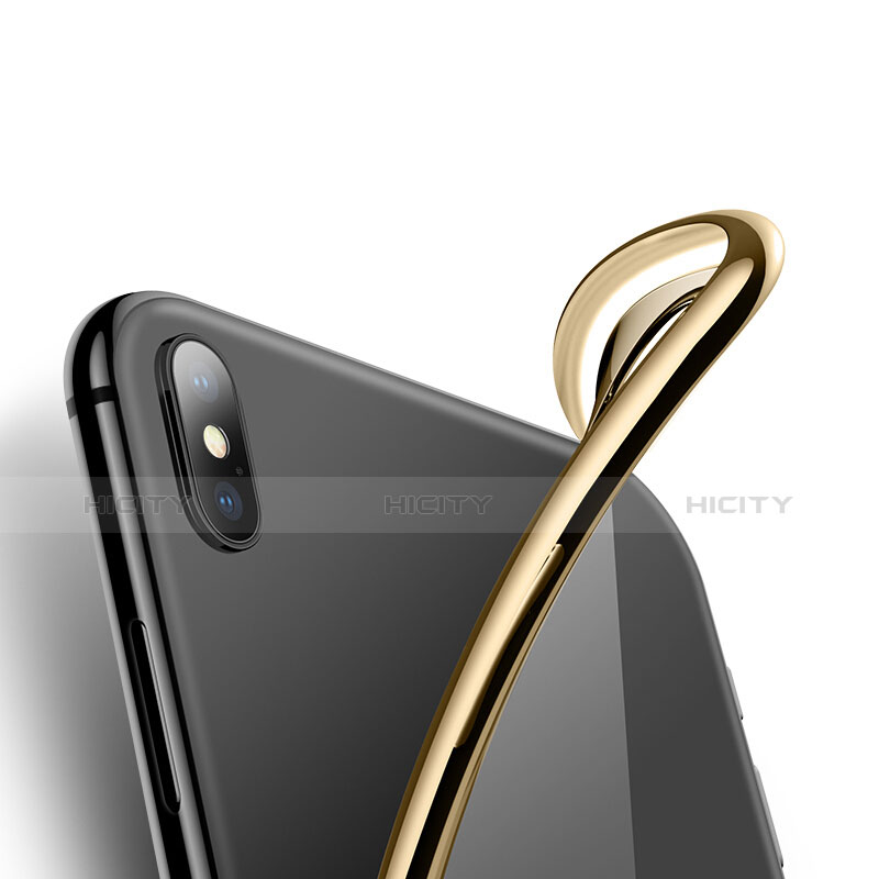 Custodia Silicone Trasparente Ultra Sottile Morbida C12 per Apple iPhone X Oro