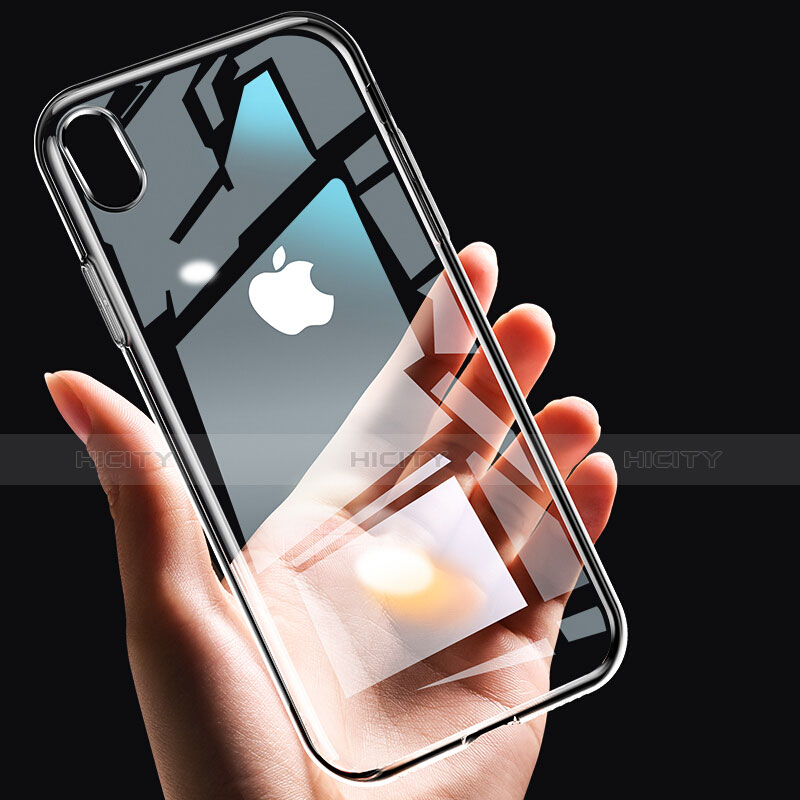 Custodia Silicone Trasparente Ultra Sottile Morbida C12 per Apple iPhone Xs Argento