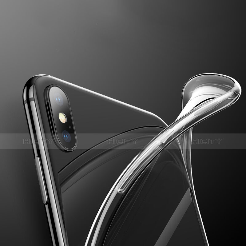 Custodia Silicone Trasparente Ultra Sottile Morbida C12 per Apple iPhone Xs Max Argento
