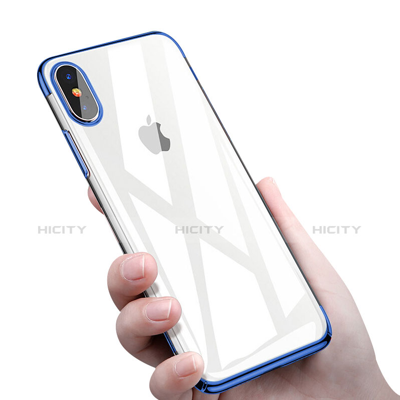 Custodia Silicone Trasparente Ultra Sottile Morbida C16 per Apple iPhone X Blu