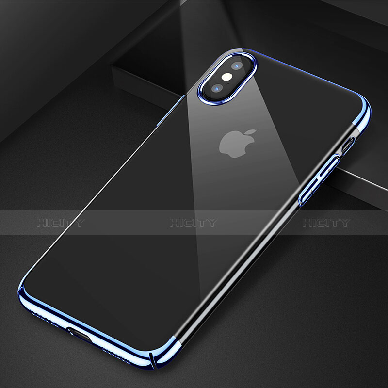 Custodia Silicone Trasparente Ultra Sottile Morbida C16 per Apple iPhone X Blu