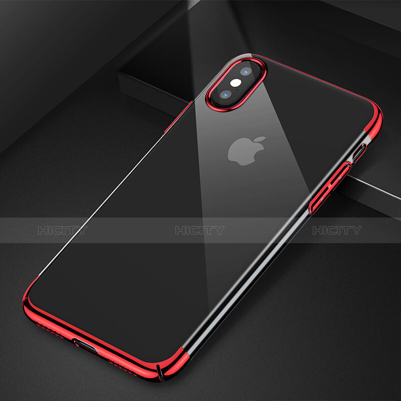 Custodia Silicone Trasparente Ultra Sottile Morbida C16 per Apple iPhone X Rosso