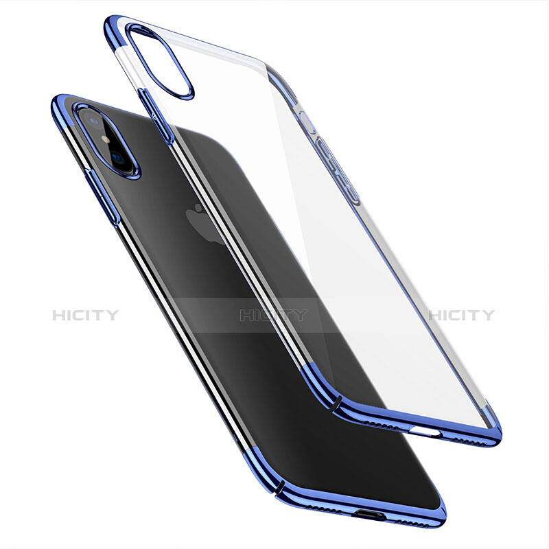 Custodia Silicone Trasparente Ultra Sottile Morbida C16 per Apple iPhone Xs Blu