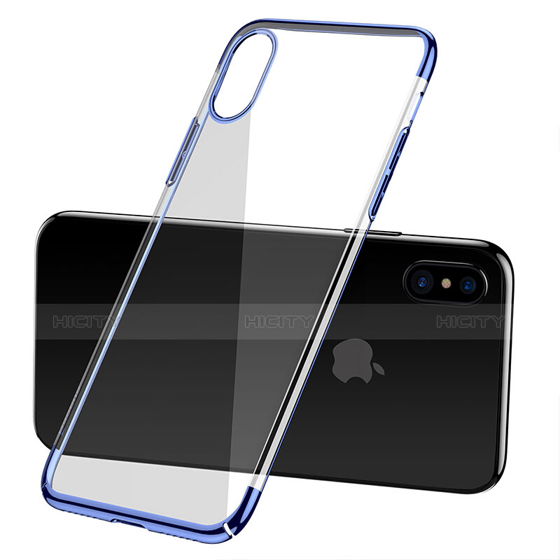 Custodia Silicone Trasparente Ultra Sottile Morbida C16 per Apple iPhone Xs Max Blu