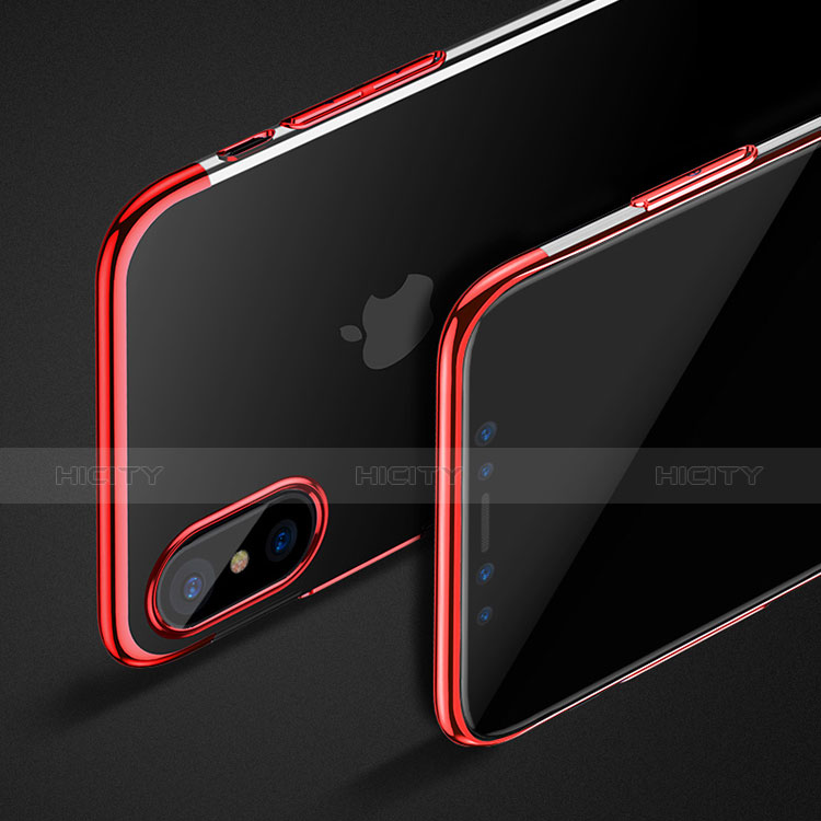 Custodia Silicone Trasparente Ultra Sottile Morbida C16 per Apple iPhone Xs Rosso