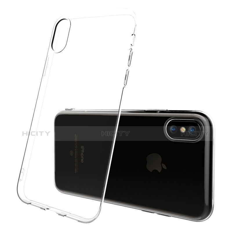 Custodia Silicone Trasparente Ultra Sottile Morbida con Pellicola Protettiva per Apple iPhone X Chiaro