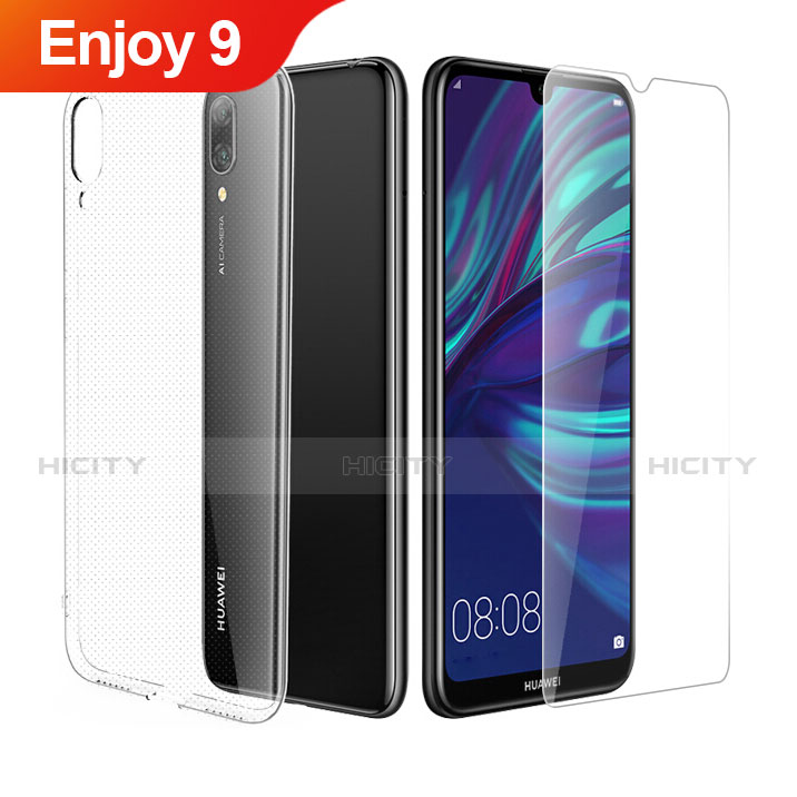 Custodia Silicone Trasparente Ultra Sottile Morbida con Pellicola Protettiva per Huawei Enjoy 9 Chiaro