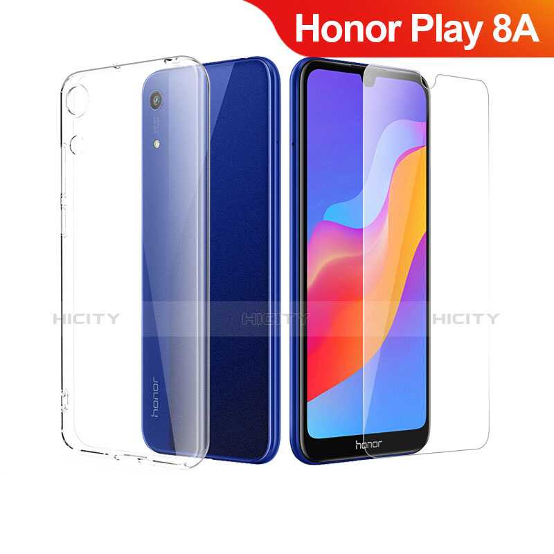 Custodia Silicone Trasparente Ultra Sottile Morbida con Pellicola Protettiva per Huawei Honor Play 8A Chiaro