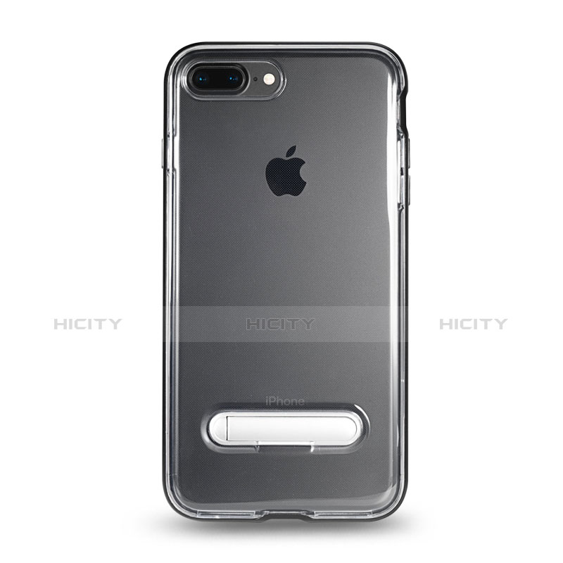 Custodia Silicone Trasparente Ultra Sottile Morbida con Supporto per Apple iPhone 7 Plus Grigio