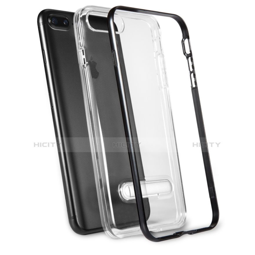 Custodia Silicone Trasparente Ultra Sottile Morbida con Supporto per Apple iPhone 7 Plus Grigio