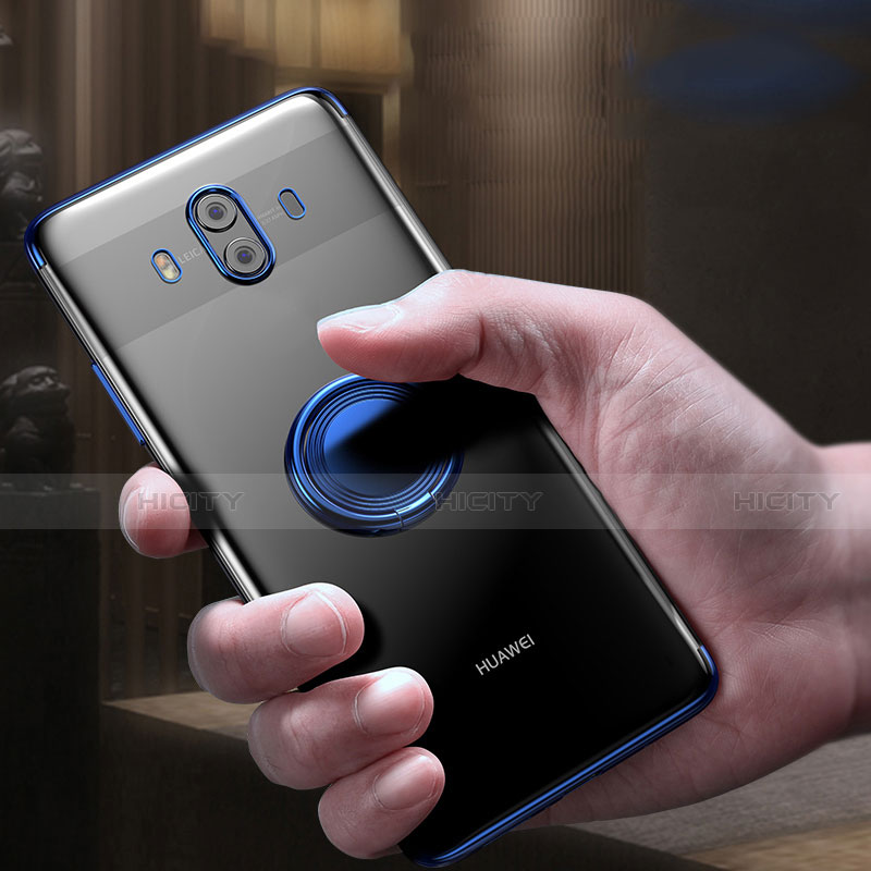 Custodia Silicone Trasparente Ultra Sottile Morbida con Supporto per Huawei Mate 10 Blu