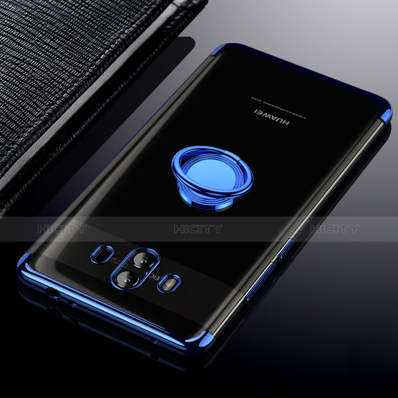 Custodia Silicone Trasparente Ultra Sottile Morbida con Supporto per Huawei Mate 10 Blu