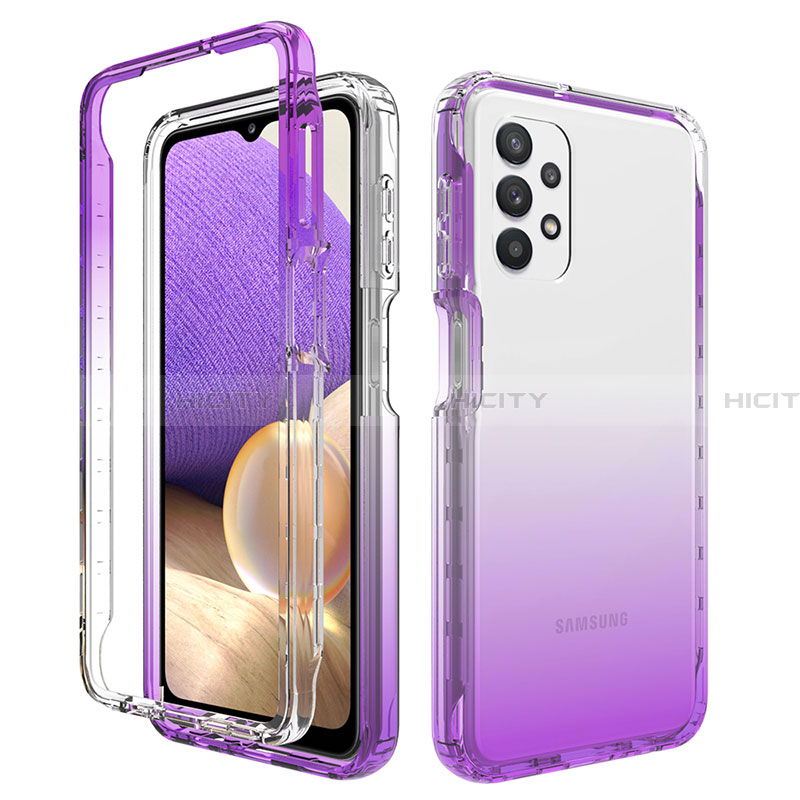 Custodia Silicone Trasparente Ultra Sottile Morbida Cover Fronte e Retro 360 Gradi Sfumato JX1 per Samsung Galaxy A32 5G Viola