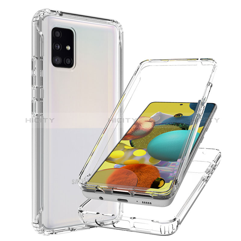 Custodia Silicone Trasparente Ultra Sottile Morbida Cover Fronte e Retro 360 Gradi Sfumato JX1 per Samsung Galaxy A51 4G Chiaro