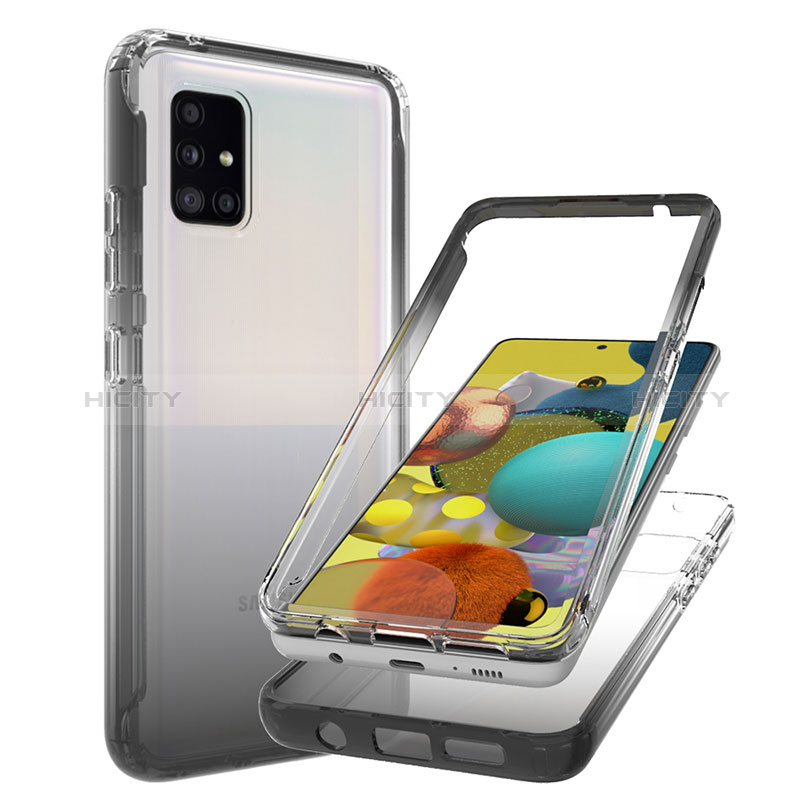 Custodia Silicone Trasparente Ultra Sottile Morbida Cover Fronte e Retro 360 Gradi Sfumato JX1 per Samsung Galaxy A51 4G Nero