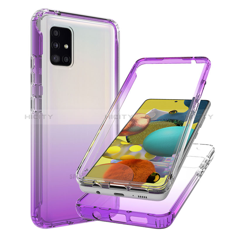 Custodia Silicone Trasparente Ultra Sottile Morbida Cover Fronte e Retro 360 Gradi Sfumato JX1 per Samsung Galaxy A51 4G Viola