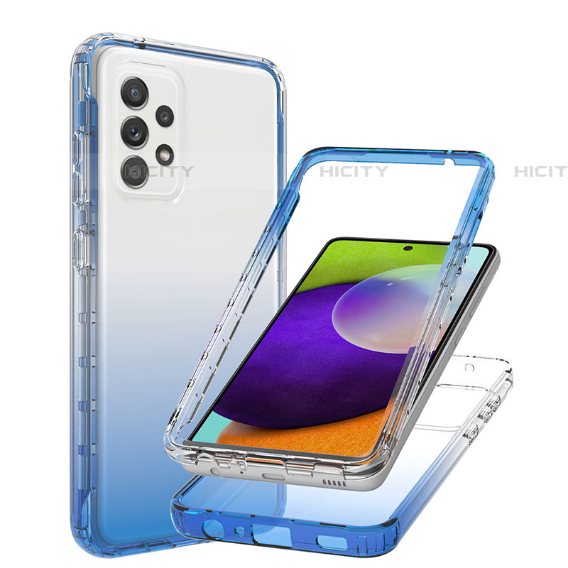 Custodia Silicone Trasparente Ultra Sottile Morbida Cover Fronte e Retro 360 Gradi Sfumato JX1 per Samsung Galaxy A52 5G Blu