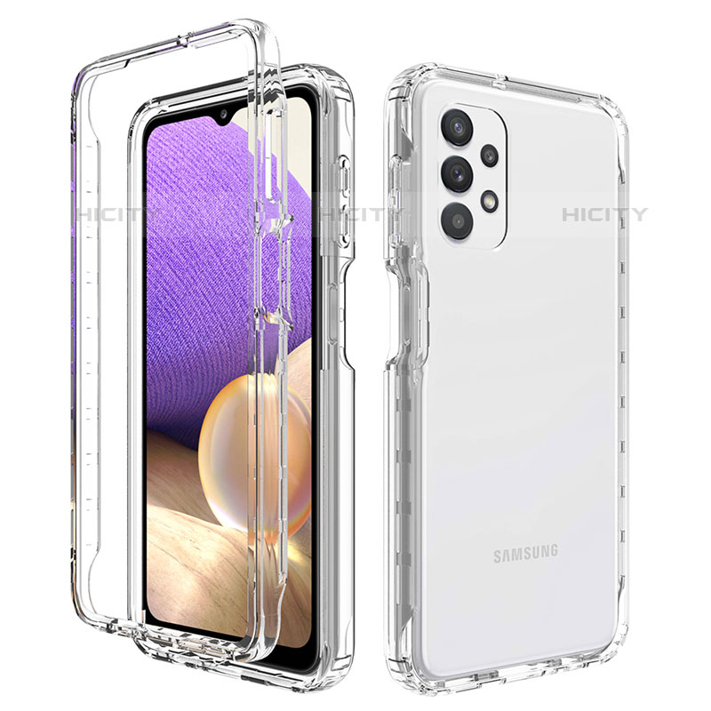 Custodia Silicone Trasparente Ultra Sottile Morbida Cover Fronte e Retro 360 Gradi Sfumato JX1 per Samsung Galaxy M32 5G Chiaro
