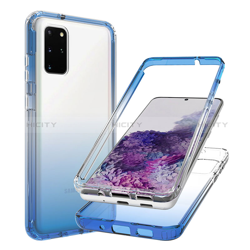 Custodia Silicone Trasparente Ultra Sottile Morbida Cover Fronte e Retro 360 Gradi Sfumato JX1 per Samsung Galaxy S20 Plus 5G Blu