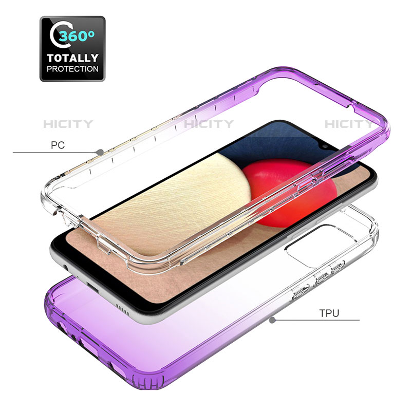 Custodia Silicone Trasparente Ultra Sottile Morbida Cover Fronte e Retro 360 Gradi Sfumato JX4 per Samsung Galaxy M02s