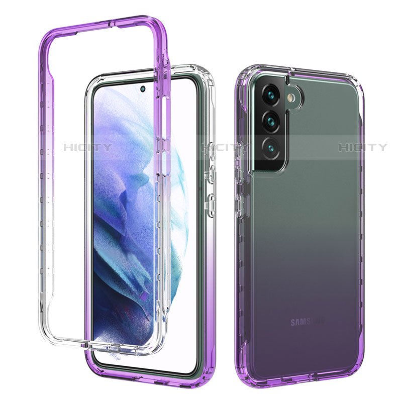 Custodia Silicone Trasparente Ultra Sottile Morbida Cover Fronte e Retro 360 Gradi Sfumato M01 per Samsung Galaxy S21 Plus 5G Viola