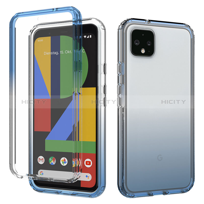 Custodia Silicone Trasparente Ultra Sottile Morbida Cover Fronte e Retro 360 Gradi Sfumato per Google Pixel 4 XL Blu