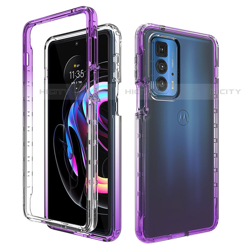 Custodia Silicone Trasparente Ultra Sottile Morbida Cover Fronte e Retro 360 Gradi Sfumato per Motorola Moto Edge 20 Pro 5G