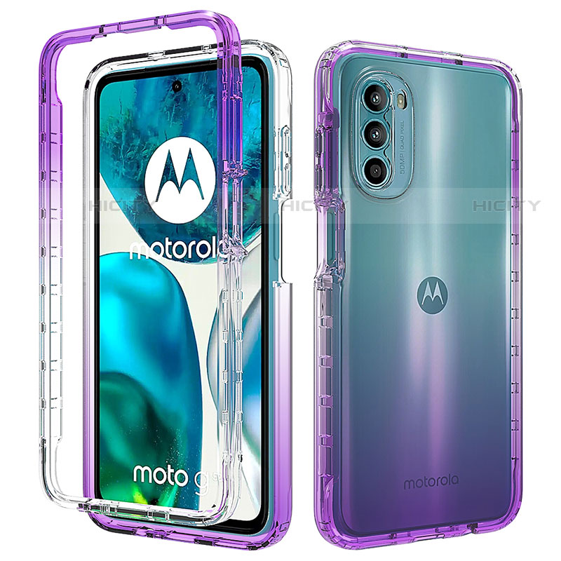 Custodia Silicone Trasparente Ultra Sottile Morbida Cover Fronte e Retro 360 Gradi Sfumato per Motorola Moto Edge (2022) 5G Viola