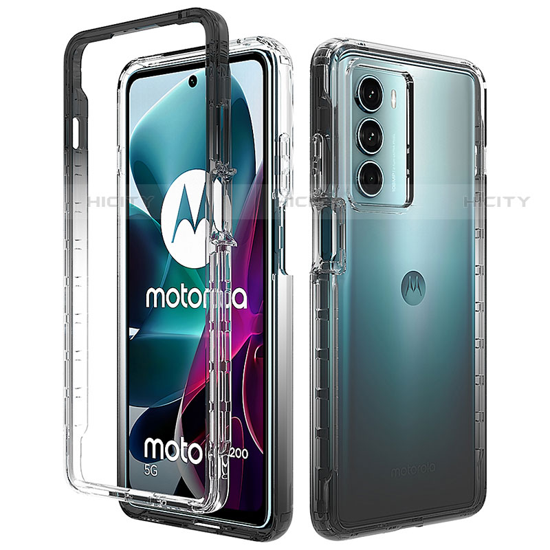 Custodia Silicone Trasparente Ultra Sottile Morbida Cover Fronte e Retro 360 Gradi Sfumato per Motorola Moto Edge S30 5G Nero