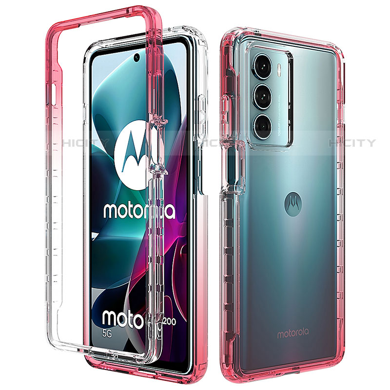 Custodia Silicone Trasparente Ultra Sottile Morbida Cover Fronte e Retro 360 Gradi Sfumato per Motorola Moto G200 5G