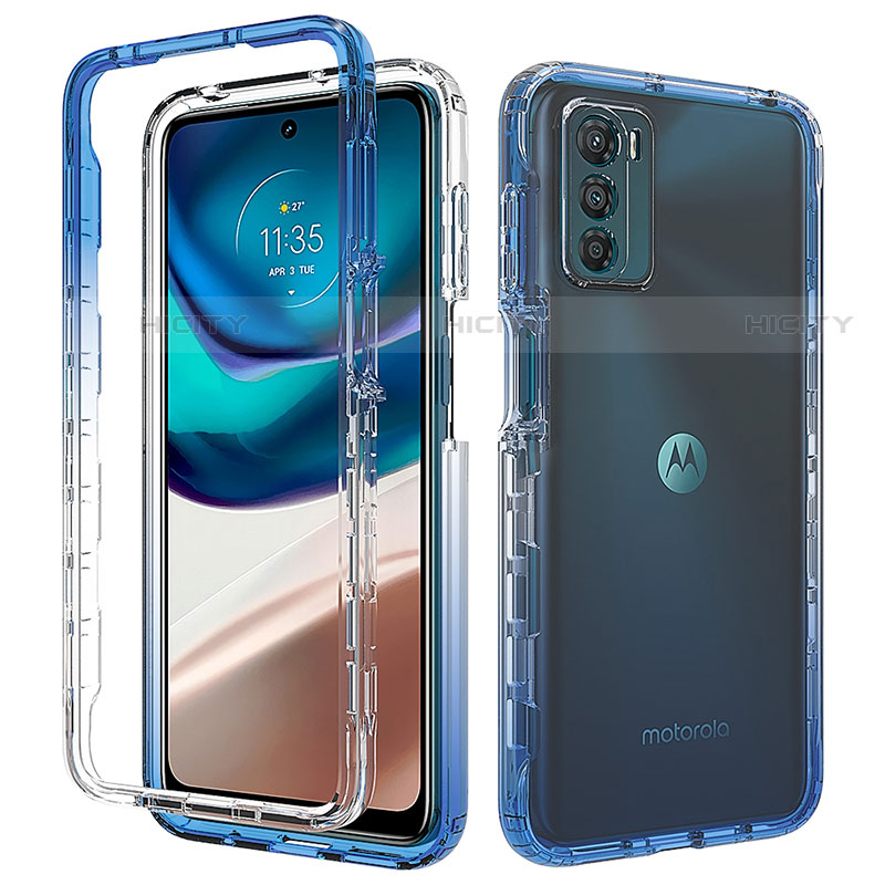 Custodia Silicone Trasparente Ultra Sottile Morbida Cover Fronte e Retro 360 Gradi Sfumato per Motorola Moto G42 Blu