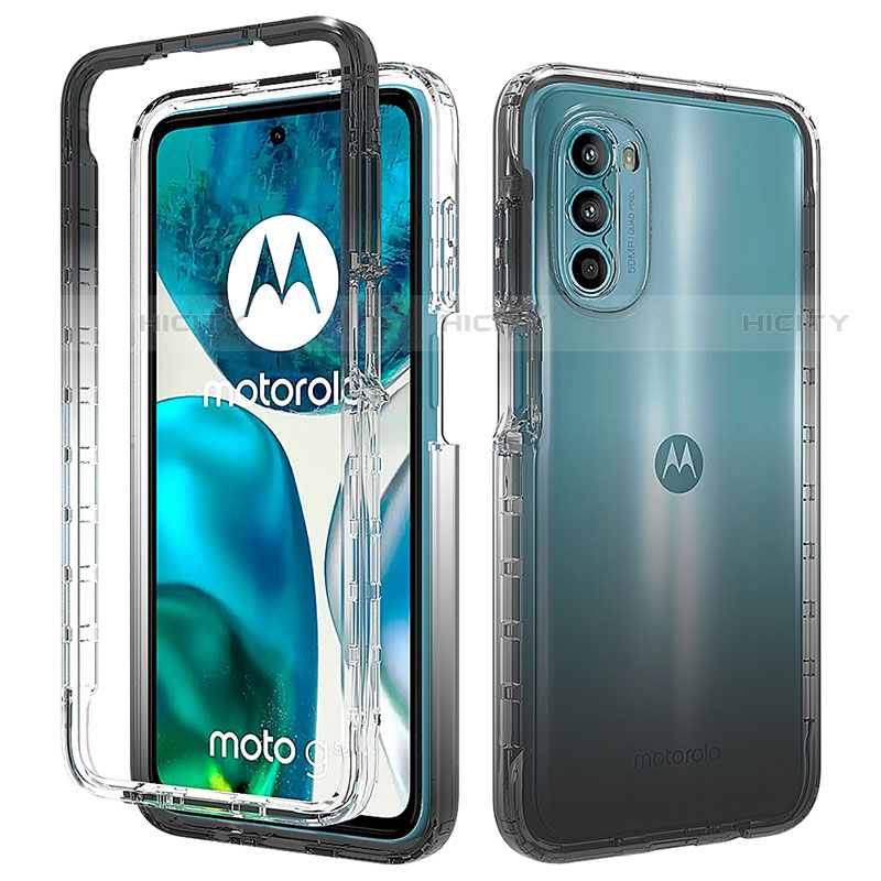 Custodia Silicone Trasparente Ultra Sottile Morbida Cover Fronte e Retro 360 Gradi Sfumato per Motorola MOTO G52 Nero