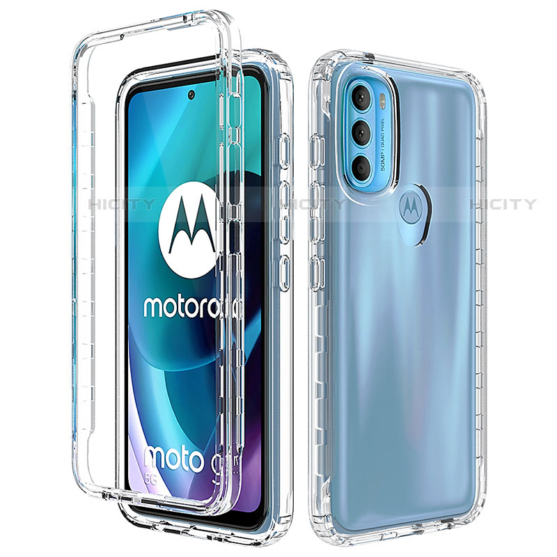 Custodia Silicone Trasparente Ultra Sottile Morbida Cover Fronte e Retro 360 Gradi Sfumato per Motorola Moto G71 5G Chiaro